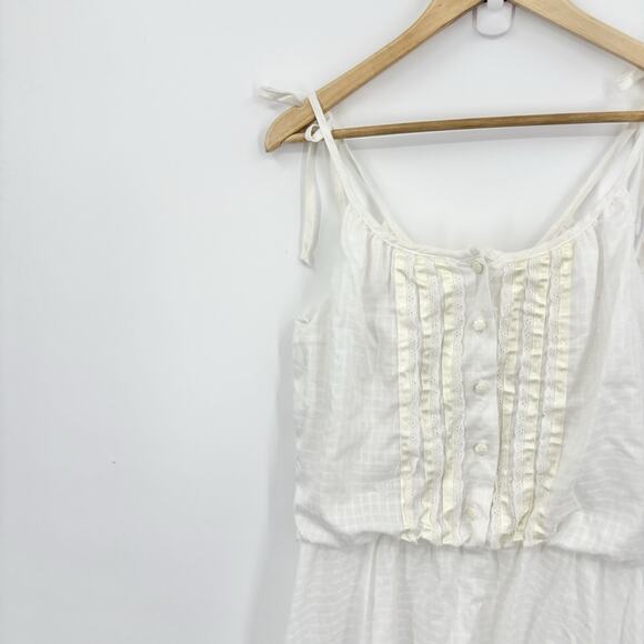 Vintage 70s Prairie Dress 13 Medium Cottage Boho Eyelet Wedding Fairy Ren Fair - Picture 2 of 8